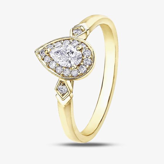 9ct Yellow Gold Pear Shaped 0.33ct Diamond Halo Ring 30980RG/33 YG
