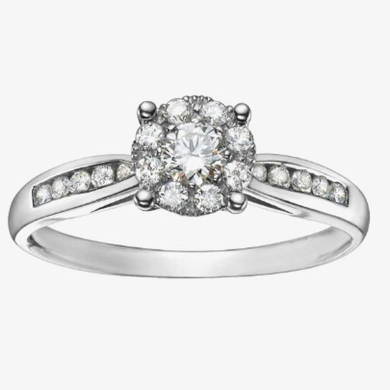 9ct White Gold 0.65ct Diamond Round Cluster Ring 3313WG/65-9