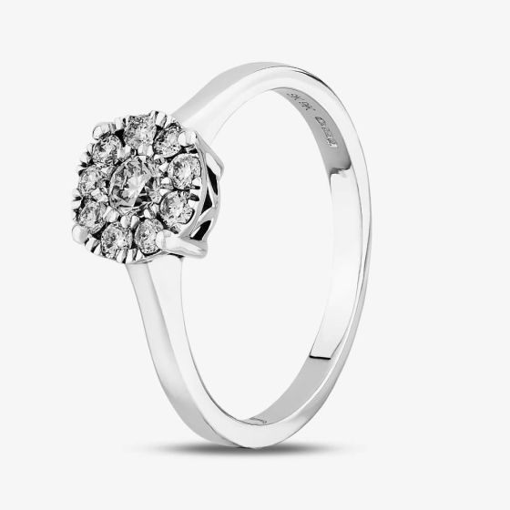 9ct White Gold 0.50ct Diamond Cluster Ring TH011292R