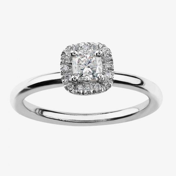 18ct White Gold 0.80ct Certificated Cushion-cut Diamond Cluster Ring 3768WG/80-18