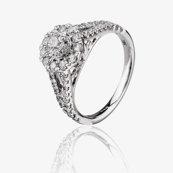 18ct White Gold 1.00ct Diamond Halo Ring TH011343R