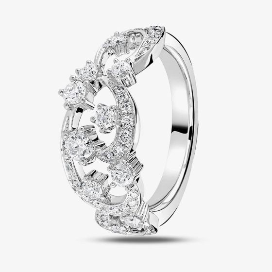 18ct White Gold 0.77ct Diamond Fancy Swirl Band Ring LG213/RA N