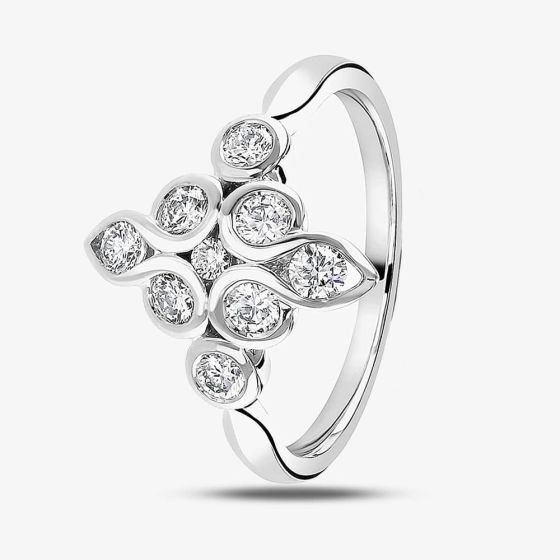 18ct White Gold 0.63ct Rubover-Set Diamond Fancy Ring LG208/RA N