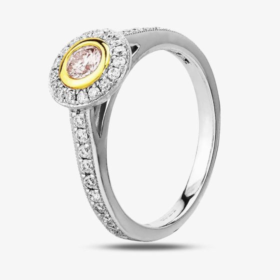 18ct White Gold Pink Diamond Cluster Halo Ring NTX0037 K