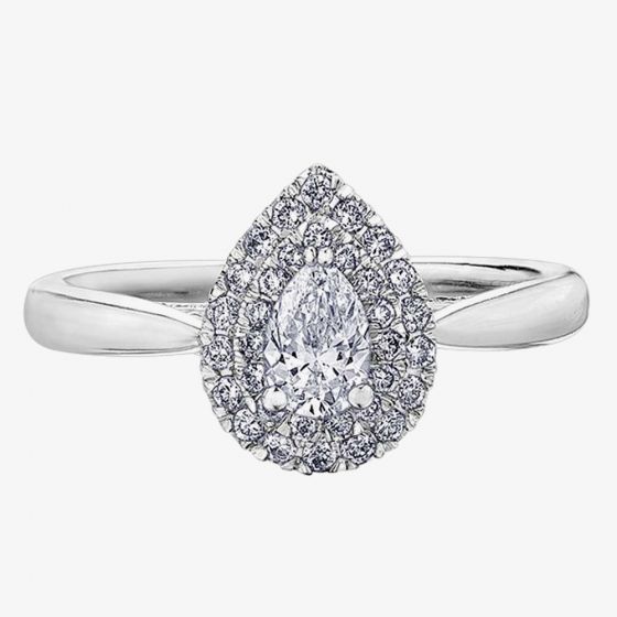 18ct White Gold 0.60ct Pear-cut Diamond Double Halo Cluster Ring 30178WG/60-18