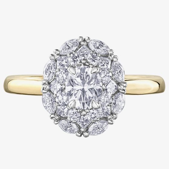 18ct Yellow Gold 1.15ct Multi-Cut Diamond Cluster Ring 30886YW/115-18