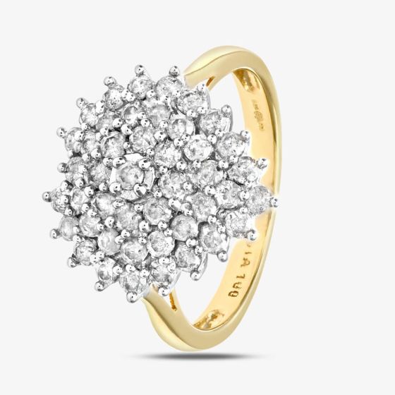 18ct Yellow Gold 1.00ct Diamond Heart Cluster Ring PR07116 18KY