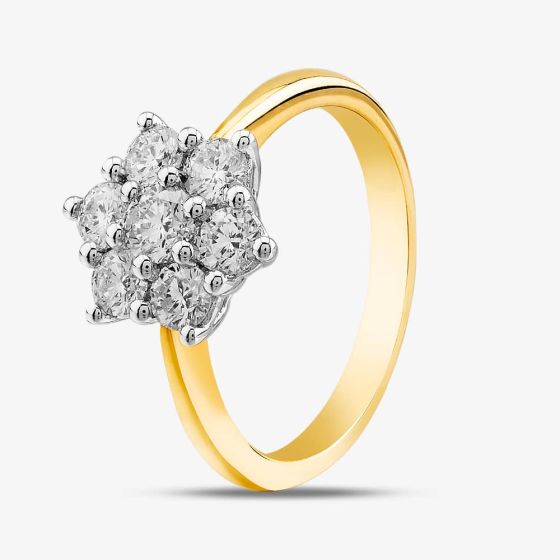  18ct Yellow Gold 1.00ct Diamond Cluster Ring BOJHX N
