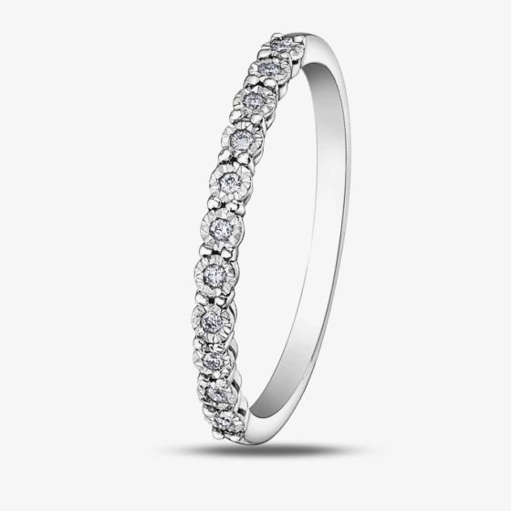 9ct White Gold 0.05ct Diamond Half Eternity Ring 50L67WG/05-10 9W