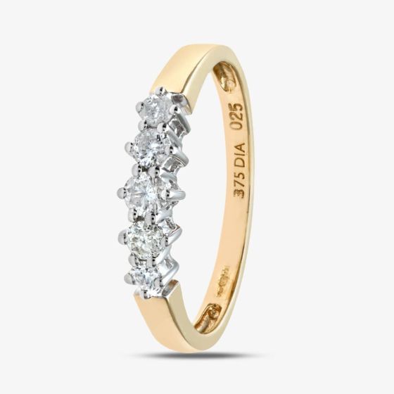 9ct Yellow Gold 0.25ct Graduating Five Stone Diamond Ring PR02707Y