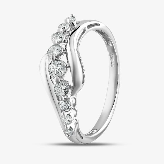 9ct White Gold 0.33ct Graduated Diamond Nine Stone Ring TH011732R