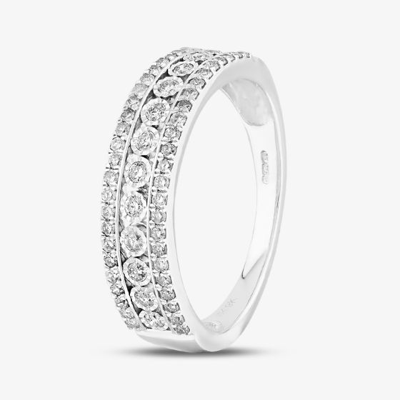 9ct White Gold 0.50ct Diamond Three Row Ring TH011725112155
