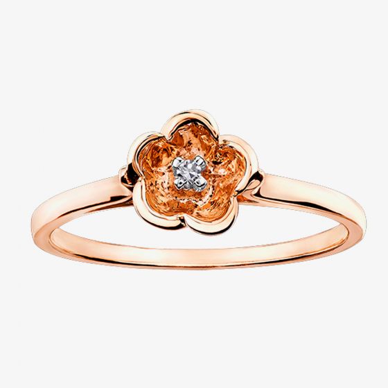 9ct Rose Gold Diamond Five Petal Flower Ring CH50RG