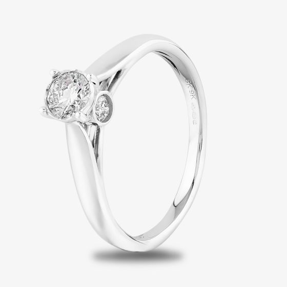 9ct White Gold 0.50ct Diamond Bridge Accent Solitaire Ring TH011885R