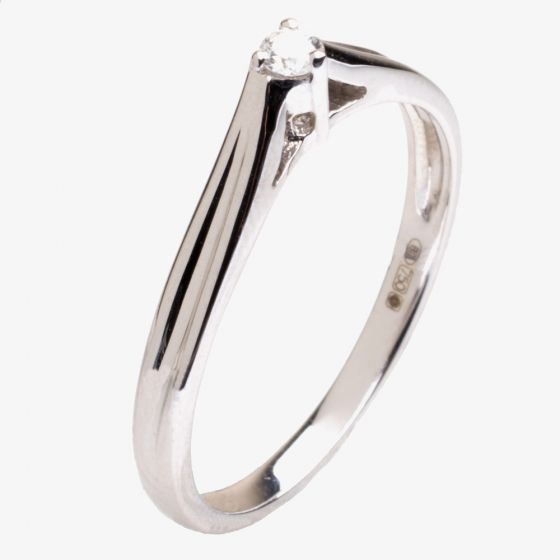18ct White Gold Three Claw Single Stone Diamond Ring 18DR350-W