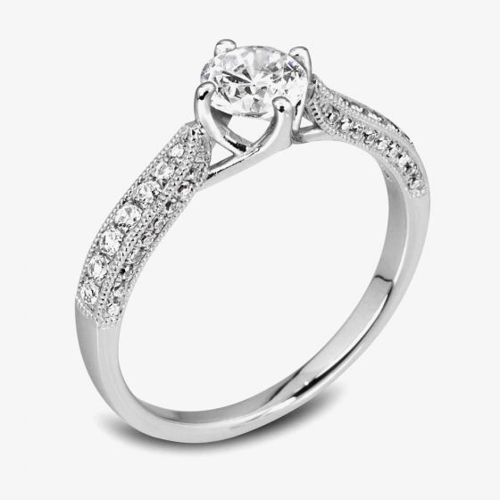 18ct White Gold Fancy Diamond Shoulders Ring VR8