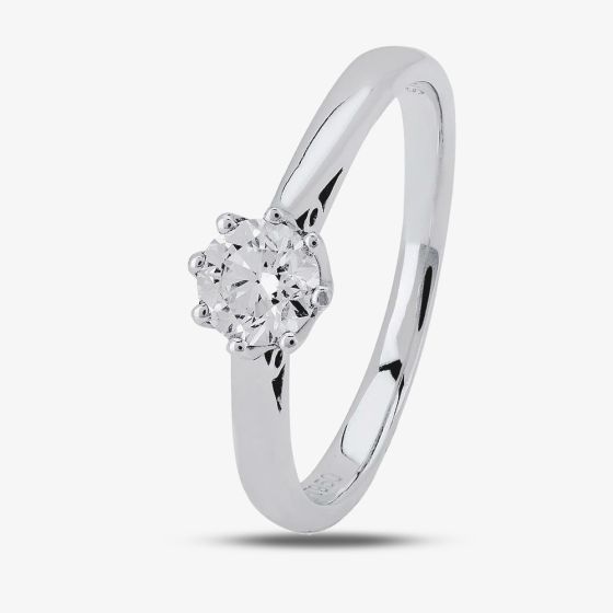 18ct White Gold Eight Claw Cathedral-Set Diamond Solitaire Ring (min 0.50ct) CR11065/18KW