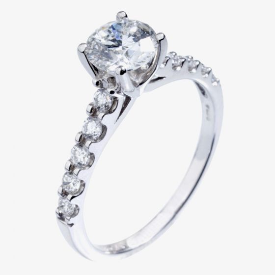 18ct White Gold 1.00ct Certificated Diamond Solitaire Ring 3227WG/100-18