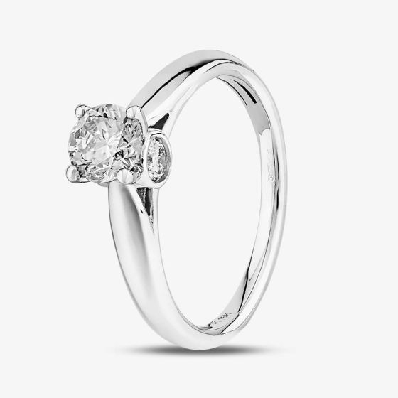 18ct White Gold 1.00ct Diamond Bridge Accent Solitaire Ring TH011992R