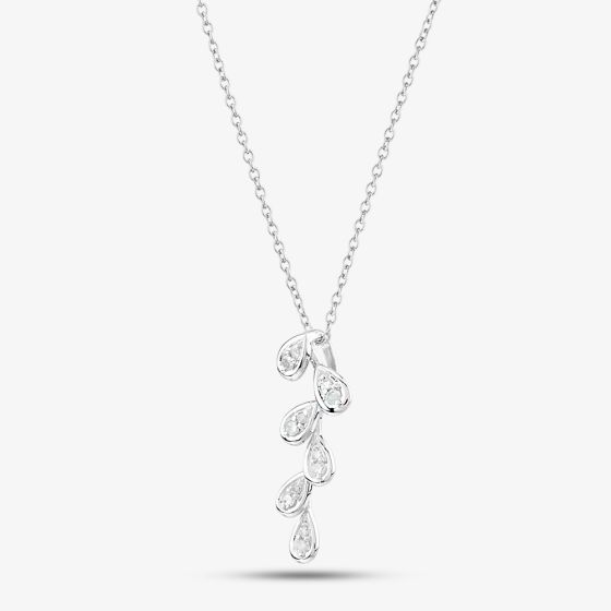 9ct White Gold & Diamond Six Teardrop Necklace PP05955