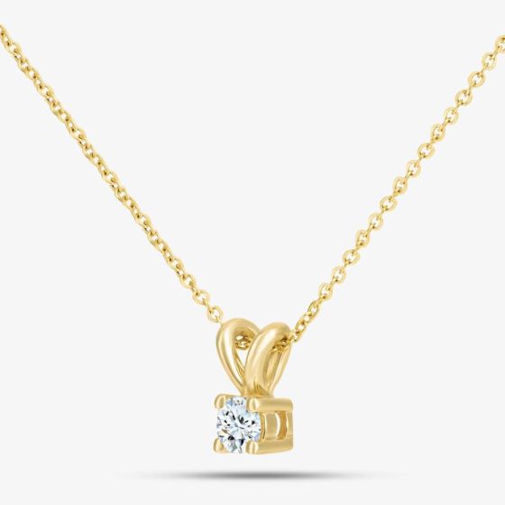 9ct Yellow Gold 0.10ct Solitaire Diamond Pendant Necklace PP02029YDD