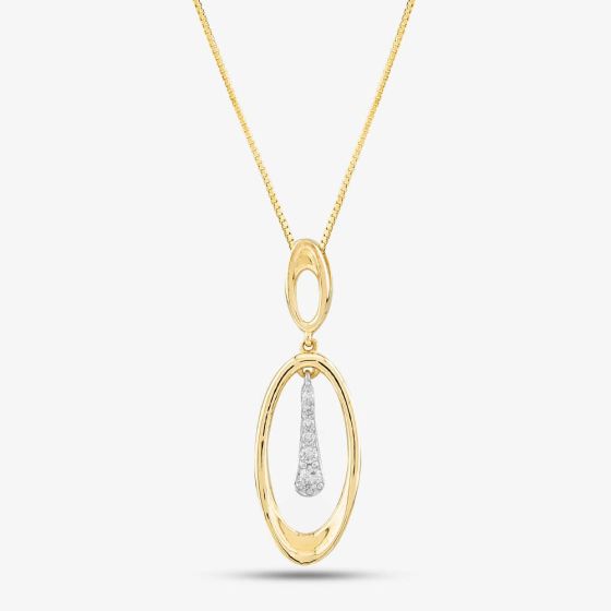 9ct Yellow Gold Diamond Oval Dropper Necklace P4537YW/10C-10