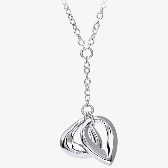 Sterling Silver Diamond Double Pear Shaped Necklace PNE01762