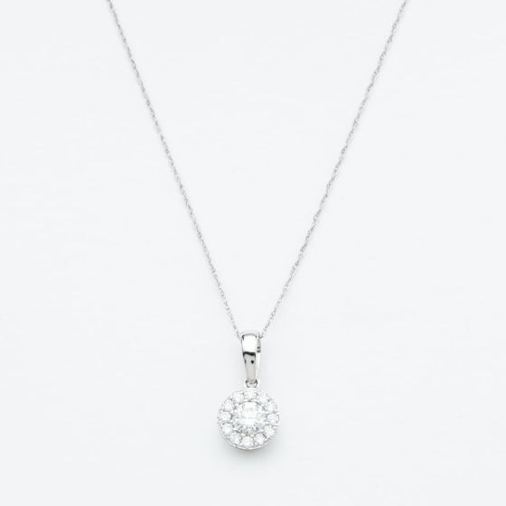 9ct White Gold Diamond Cluster Pendant Necklace NTP409D-9WG