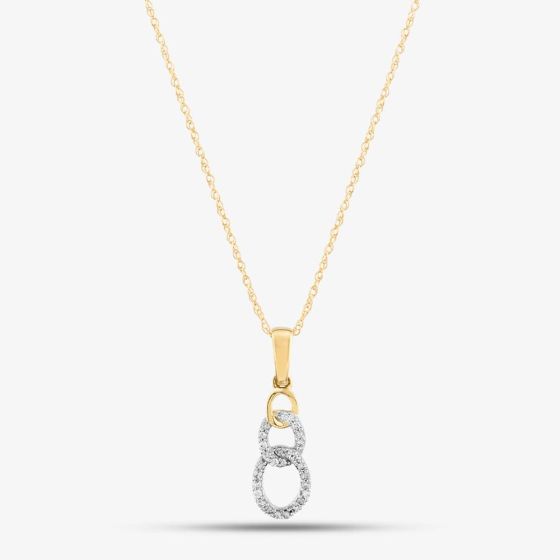 9ct Yellow Gold 0.08ct Brilliant Cut Diamond Open Circle Necklace THP43040-08 (YG)