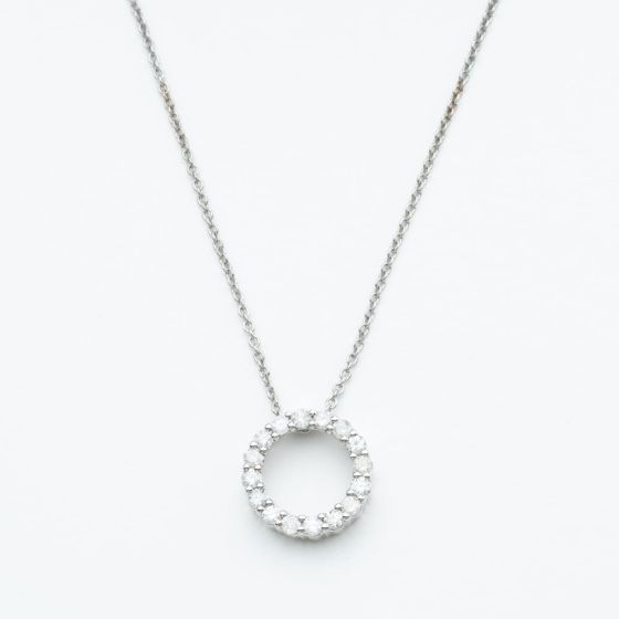 9ct White Gold 0.52ct Diamond Circle Necklace WWW2675