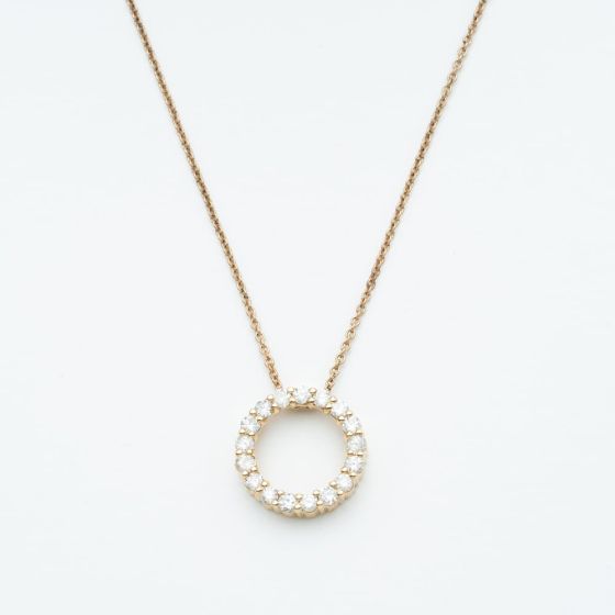 9ct Yellow Gold 0.76ct Diamond Circle Necklace WWW2727