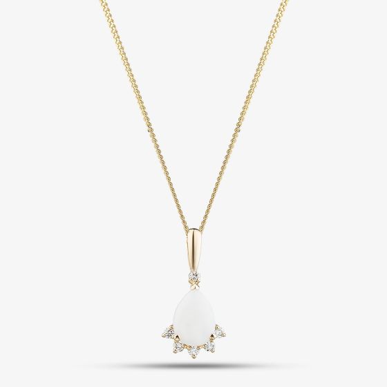 9ct Yellow Gold Opal & Diamond Cluster Necklace P4583-10
