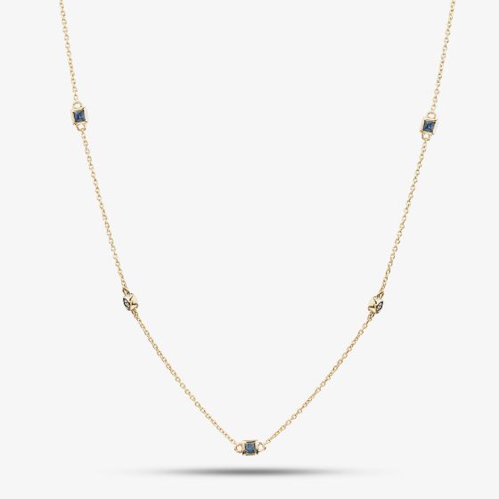9ct Yellow Gold Sapphire & Diamond Necklace RJN04756-BS