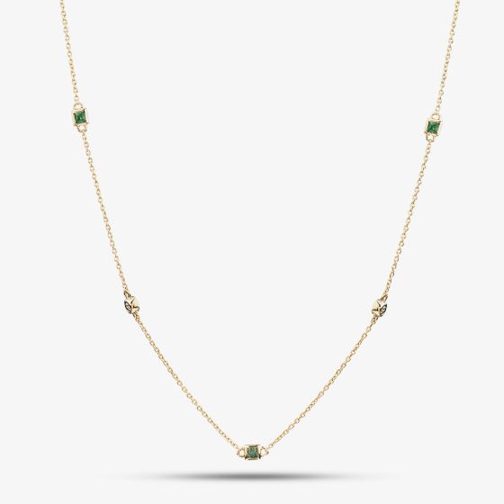 9ct Yellow Gold Emerald & Diamond Necklace RJN04756-E