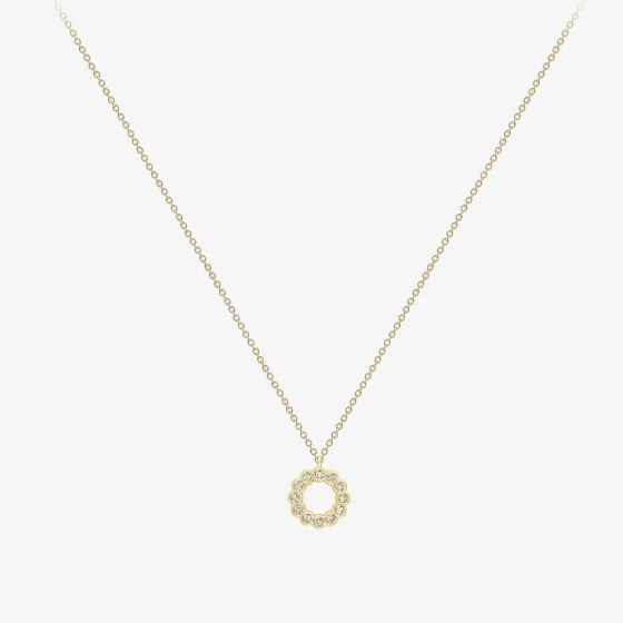 18ct Yellow Gold Multi Diamond Open Circle Necklace 12125147266