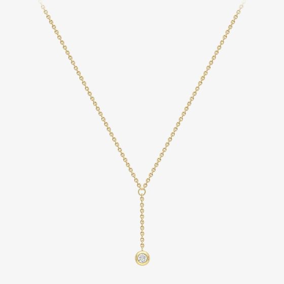 18ct Yellow Gold Brilliant Cut Round Diamond Dropper Necklace 12125147268