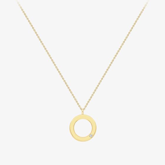 9ct Yellow Gold Diamond Open Circle Necklace 12125147271