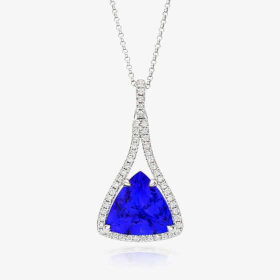 Tivon 18ct White Gold 6.41ct Triangle Tanzanite & Diamond Royale Pendant PW-0948-TZ