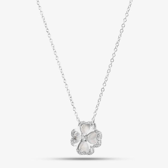 9ct White Gold 0.08ct Diamond Clover Pendant THN46884-08SF