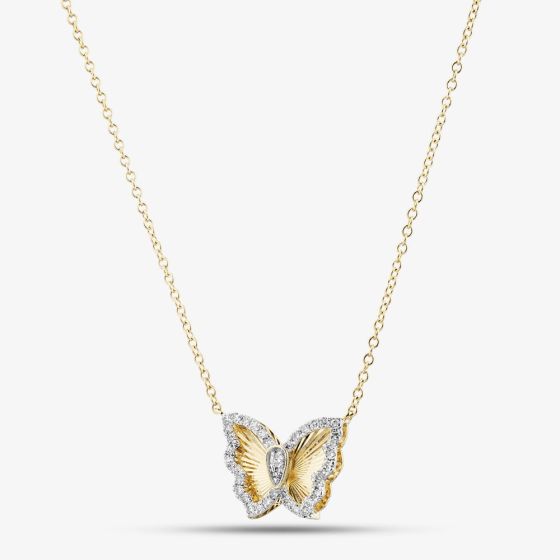 9ct Yellow Gold 0.15ct Diamond Butterfly Pendant THN47244-15SF (YG)