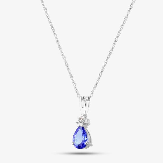 9ct White Gold Diamond and Tanzanite Tear Drop Pendant VP07199 9KW-TANZ