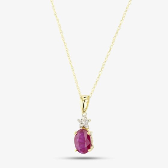 9ct Gold Ruby Diamond Pendant VP0S296 9KY