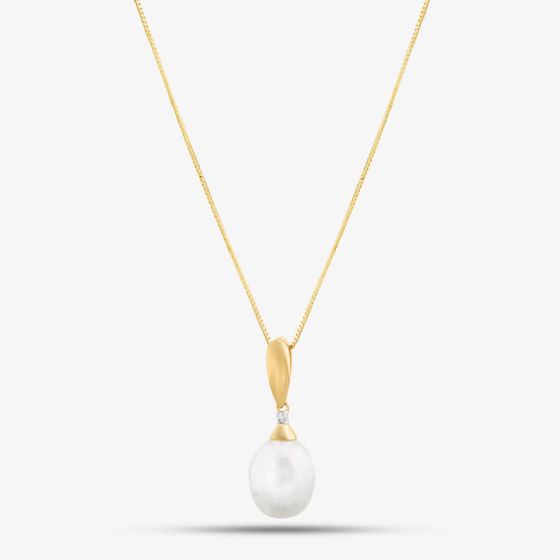 9ct Gold Diamond Freshwater Pendant GP758W