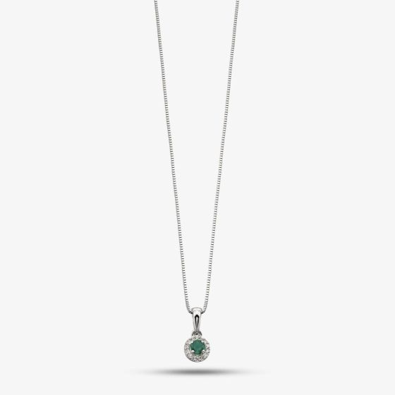 9ct White Gold Diamond Emerald Pendant GP875G GN151