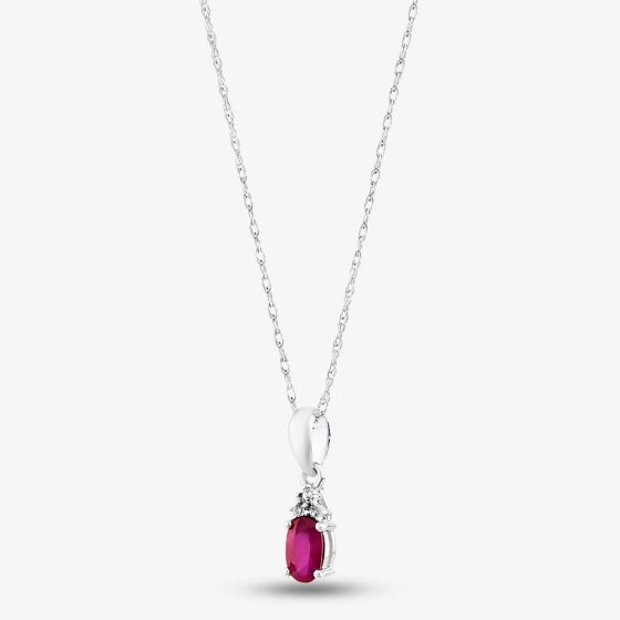 9ct White Gold 0.26ct Ruby & 0.007ct Diamond Pendant QP00178 9KW/RUBY