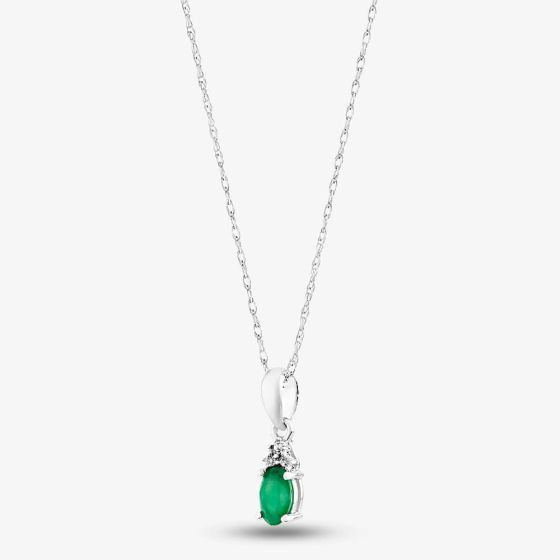 9ct White Gold 0.19ct Emerald & 0.007ct Diamond Pendant QP00178 9KW-EM