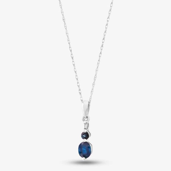 9ct White Gold 0.54ct Sapphire & 0.011ct Diamond Pendant VP08833 9KW-SAPPH
