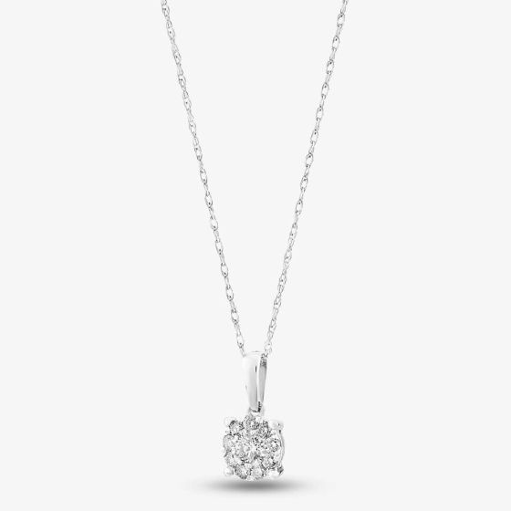 9ct White Gold 0.25ct Diamond Cluster Pendant TH0121571