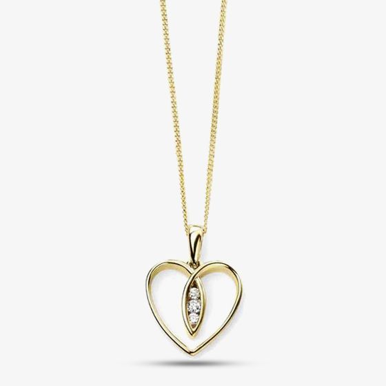 9ct Diamond Open Heart Pendant GP965 GN141