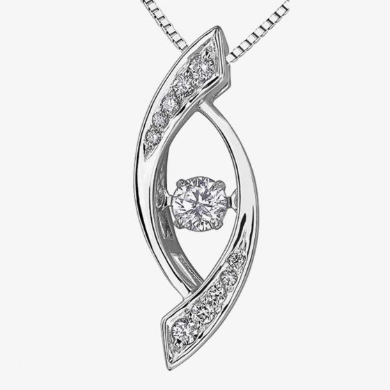 9ct White Gold 0.22ct Diamond Open Marquise Pendant P3161W/22-10